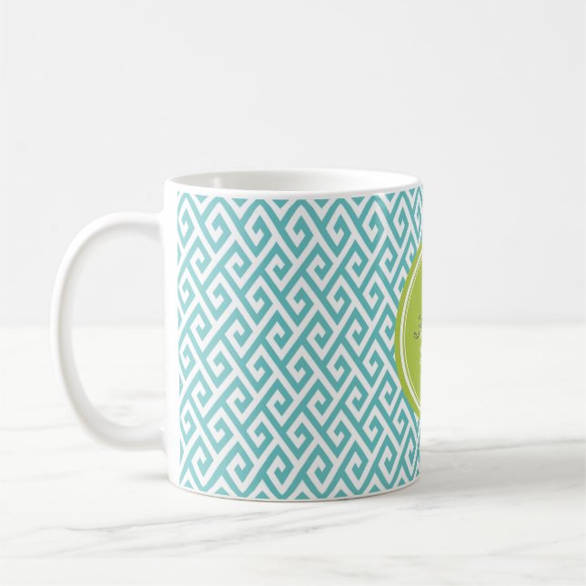 Aquamarines abstraktes geometrisches tasse (Links)
