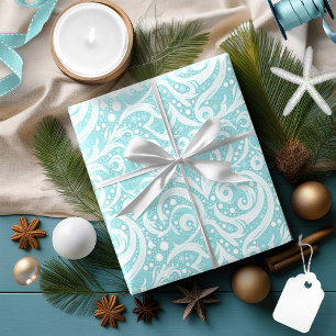Aquamarines Abstraktes Schneeflockenmuster#10 ID10 Geschenkpapier