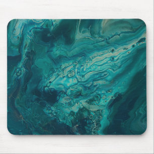 Aquamarines Acrylgießen Abstrakter Fluid Art Mousepad