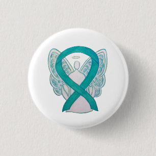 Aquamarines Angel-Bewusstsein Ribbon Art Custom La Button