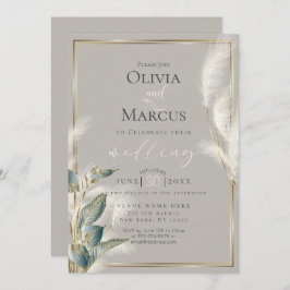 Aquamarines Anthurium und Feathery Pampas Gras Einladung