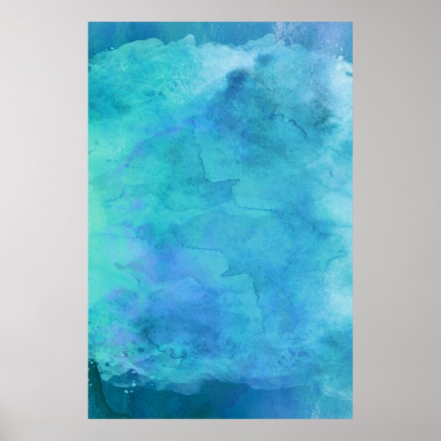Aquamarines Aqua Blue Aquamarin Watercolor Textur  Poster (Vorne)