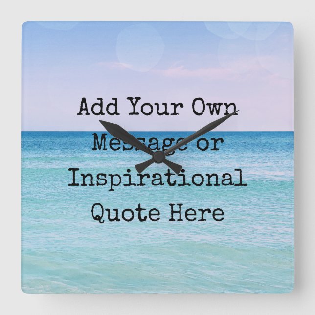 Aquamarines Aqua Blue Calming Zitat Ocean Beach Wa Quadratische Wanduhr (Vorderseite)