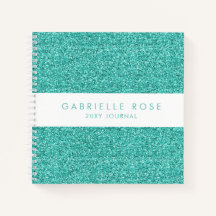 Aquamarines Aqua Blue Glitzer Journal Notebook mit