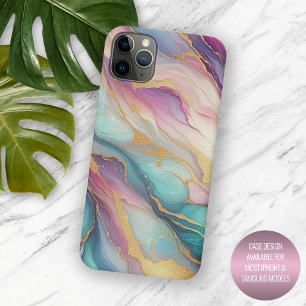 Aquamarines Aqua Blue Lila Pink Gold Marbella Art  Case-Mate iPhone Hülle