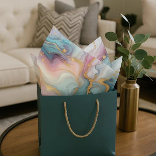 Aquamarines Aqua Blue Lila Pink Gold Marbella Art  Seidenpapier