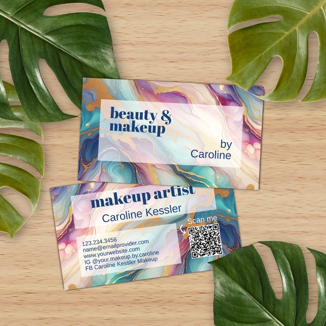 Aquamarines Aqua Blue Lila Pink Gold Marbella Art  Visitenkarte (Von Creator hochgeladen)