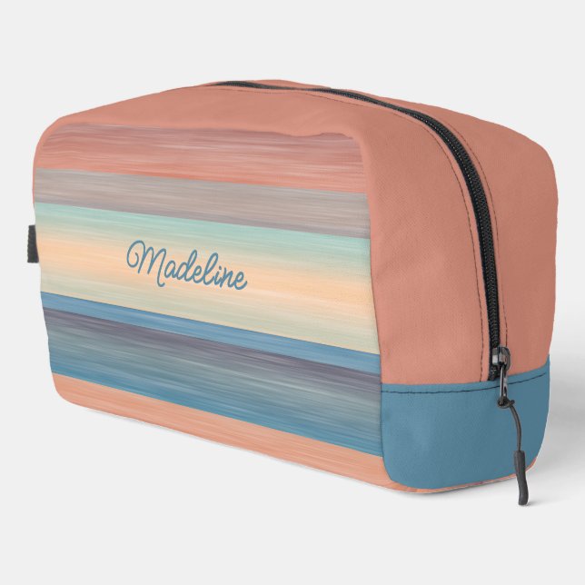 Aquamarines Aqua Blue Peach Orange Wasserfarben St Waschbeutel (Rechte Ecke)