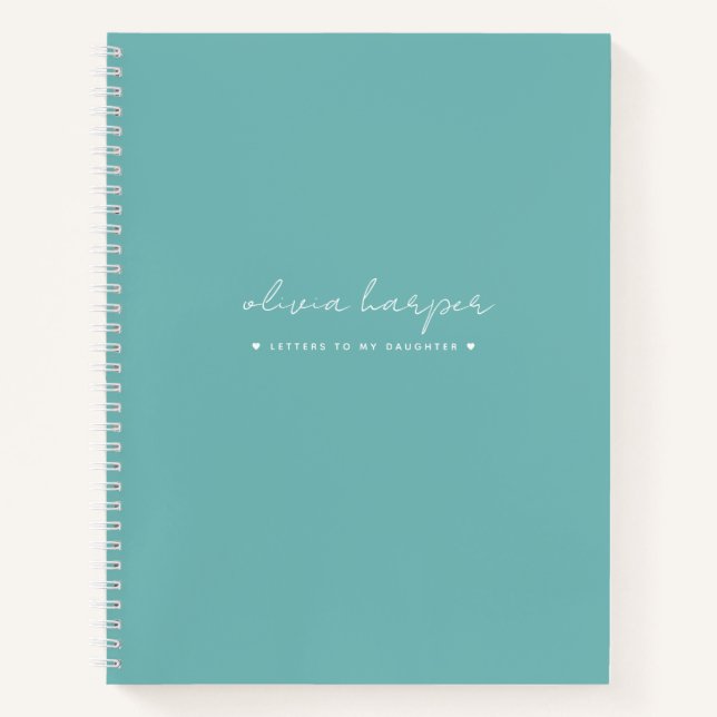 Aquamarines Aqua Blue schreibt an Daughter Memory Notizbuch (Vorderseite)