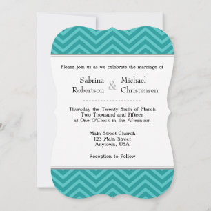 Aquamarines Aqua Blue Zickzack Hochzeitsempfang Einladung