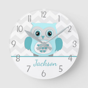 Aquamarines Aqua Grau Kinderzimmer Wall Clock Runde Wanduhr