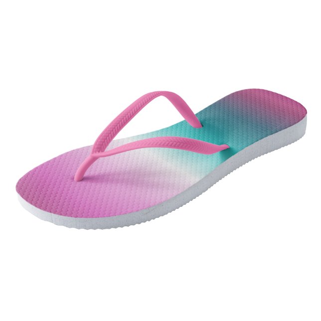 aquamarines Aqua ombre Meerjungfrau Flip Flops (Schrägansicht)