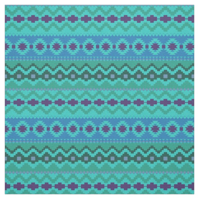 Aquamarines Aztec-Stammdesign Stoff (Muster)