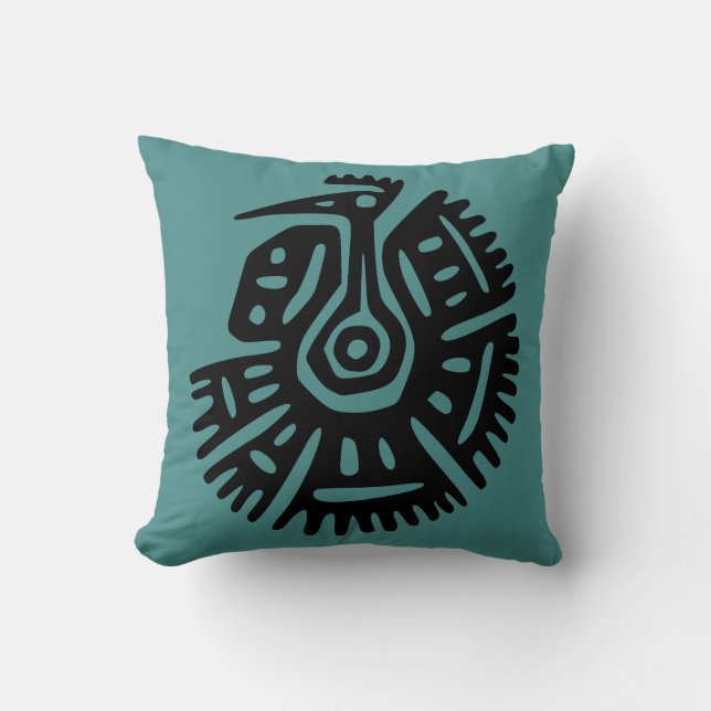 Aquamarines Aztekerkissen mit Vulturmotif Kissen (Vorderseite)