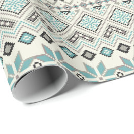 Aquamarines aztekisches Schneeflockeren Geschenkpapier
