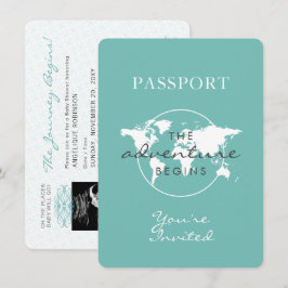 Aquamarines Baby mit neutralem Passport Einladung