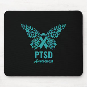 Aquamarines Band mit Schmetterlingen - Ptsd-Bewuss Mousepad
