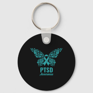 Aquamarines Band mit Schmetterlingen - Ptsd-Bewuss Schlüsselanhänger