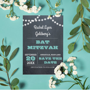 Aquamarines Bat Mitzvah Label Freundlich Save the Ankündigungspostkarte
