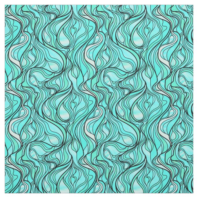 Aquamarines beflecktes Glas abstrakt Stoff (Muster)