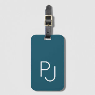 Aquamarines benutzerdefiniertes Retro-Monogramm Gepäckanhänger