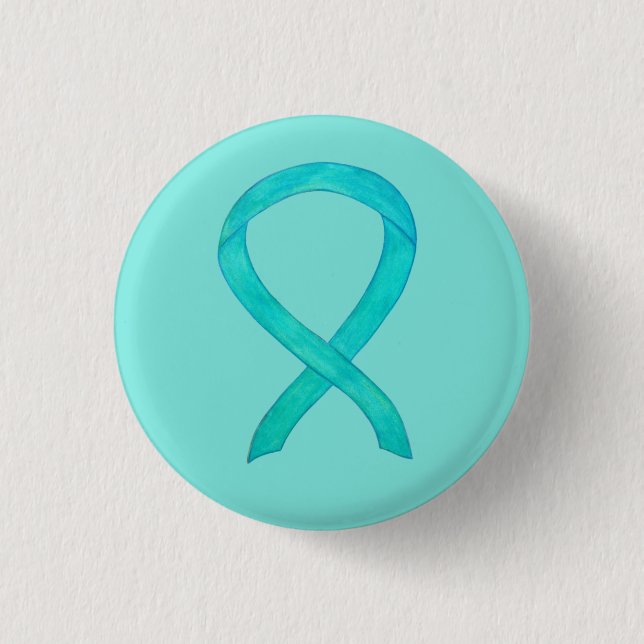 Aquamarines Bewusstsein Ribbon Custom Art Laptop P Button (Vorderseite)