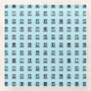 Aquamarines Blau und Golden Gem Modernes Glasuntersetzer