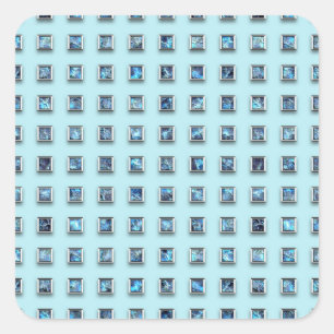 Aquamarines Blau und Golden Gem Modernes Quadratischer Aufkleber