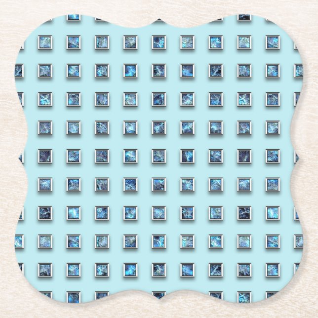 Aquamarines Blau und Golden Gem Modernes Untersetzer (Vorderseite)