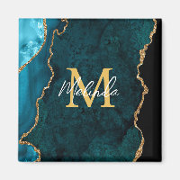 Aquamarines Blau und Goldmarmor Agate