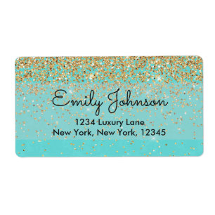 Aquamarines Blau und Imitat Glitzer Sparkle-Adress