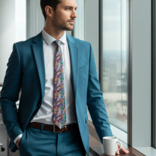 Aquamarines Blau und lila Glitzer Agate Neck Tie Krawatte