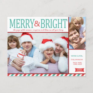 Aquamarines Blau und Rot Merry und Helles Foto Feiertagspostkarte