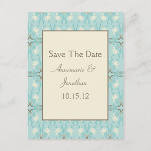 Aquamarines blaues Aqua Creme Save the Date Ankündigungspostkarte