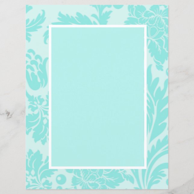 Aquamarines blaues Damastpapier (Vorderseite)