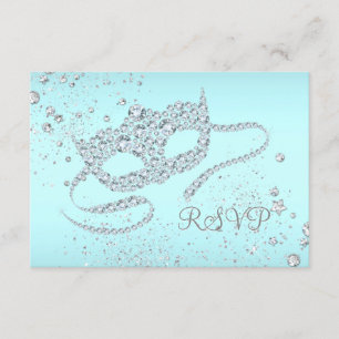 Aquamarines blaues Diamant-Masken-Maskerade-Party RSVP Karte