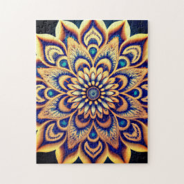 Aquamarines blaues goldblütenfarbenes Mandala Puzzle