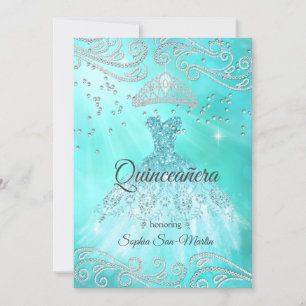 Aquamarines blaues Kleid Silver Quinceanera 15. Ge Einladung