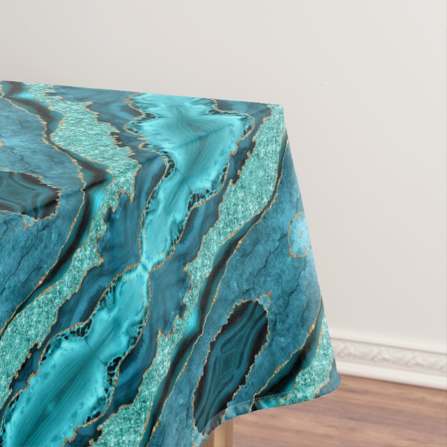 Aquamarines blaues Marmortablett Tischdecke (Beispiel)