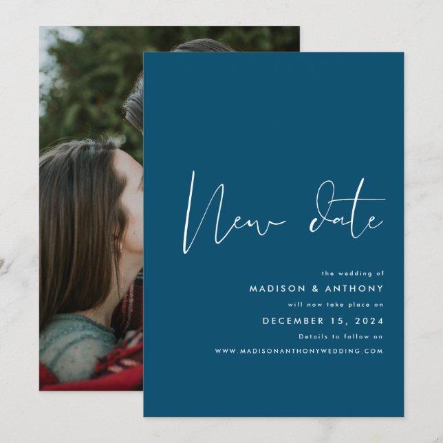 Aquamarines blaues Minimalistisches Foto Neue Hoch Ankündigung (Vorne/Hinten)