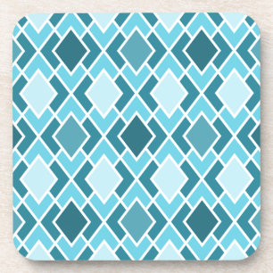Aquamarines Blaues Modern Diamond Geometrisches Mu Getränkeuntersetzer