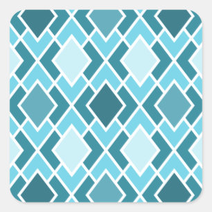 Aquamarines Blaues Modern Diamond Geometrisches Mu Quadratischer Aufkleber
