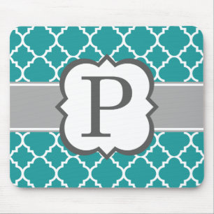 Aquamarines blaues Monogramm Letter P Quartett Mousepad