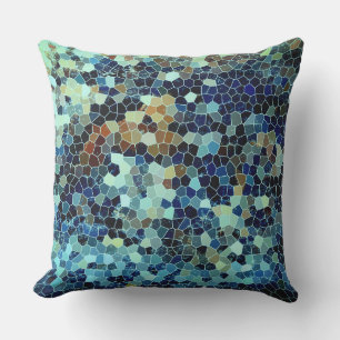 Aquamarines blaues Mosaikflippmuster Kissen