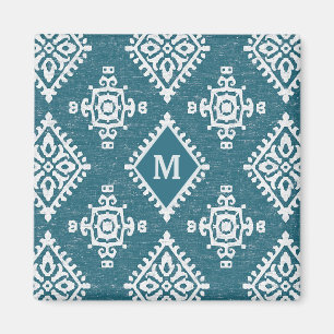 Aquamarines blaues Muster des Monogramm-  Amadora Magnet