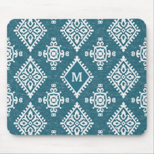 Aquamarines blaues Muster des Monogramm- Amadora Mousepad
