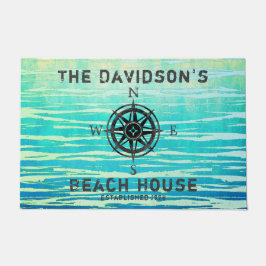 Aquamarines Blaues Ombre Mit Monogramm Fußmatte