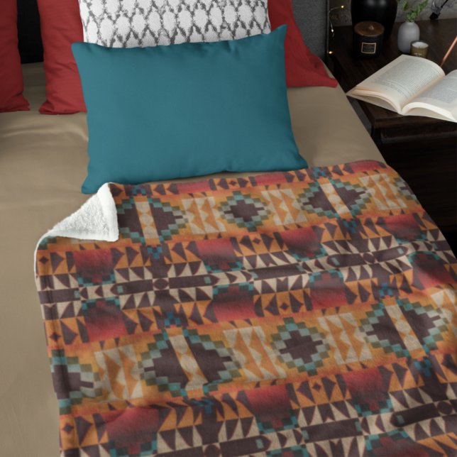 Aquamarines blaues Rotes Brown Orange Tribal Art M Fleecedecke (Von Creator hochgeladen)