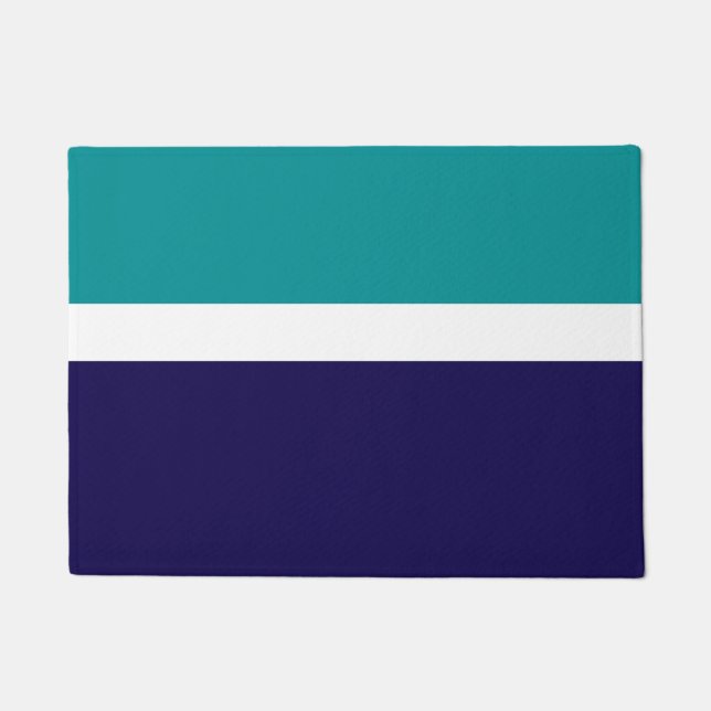 Aquamarines, blaues Schlichtes Farbblockdesign Fußmatte (Vorderseite)