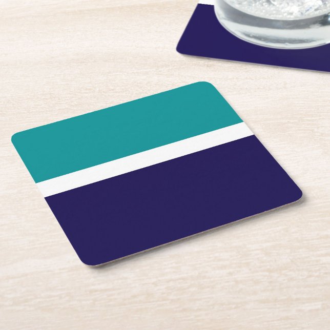 Aquamarines, blaues Schlichtes Farbblockdesign Rechteckiger Pappuntersetzer (Von Creator hochgeladen)
